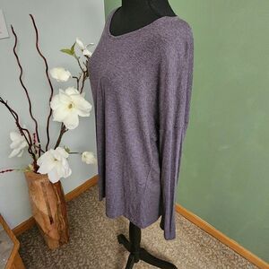 H By Bordeaux Shirt Womens XS Loose Fit Long Sleeve Top Purple Ribbed